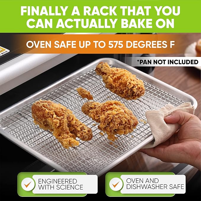 Spring Chef 8.5" x 12" Stainless Steel Cooling Rack for Baking, Set of 2 | Heavy Duty Oven Rack for Kitchen, Oven Safe Wire Rack for Baking, Fits Small Quarter Sheet Pan, Dishwasher Safe