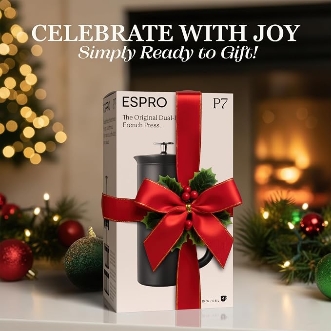ESPRO P7 French Press, 18oz, Matte Black, Stainless Steel Coffee Maker | Double Filter Coffee Press, Grit-Free Coffee, Heat Resistant Insulated tea Press, Easy Hot and Cold Coffee Brewer, Tea Brewer