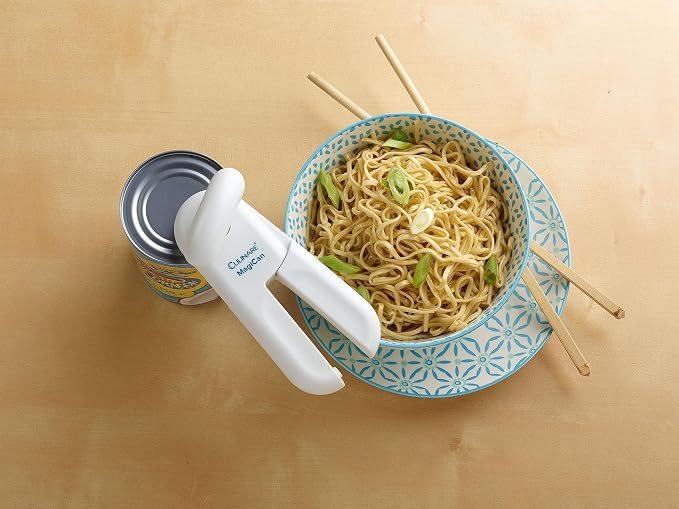 Culinare MagiCan, Manual Can Opener with Lid Release - Heavy Duty Lid Opener Kitchen Gadgets - Home Can Lid Opener Manual - Easy to Use Hand Held Effortlessly Open Cans, White, Stainless Steel
