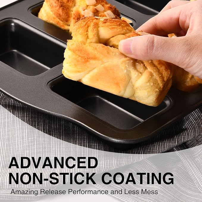 Mini Loaf Baking Pans, Nonstick Small Cornbread Pan, Tiny Banana Bread Pan, Heavy Duty Carbon Steel Brownie Tin, 8-Cavity, Dark Grey