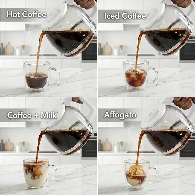 OVENTE 12-Cup Drip Coffee Maker with Easy On/Off Switch, Teal CM412LBL | Anti-Drip System, Heat-Resistant Borosilicate Glass Carafe, Reusable Filter, Water Level Indicator, Ideal for Home or Office