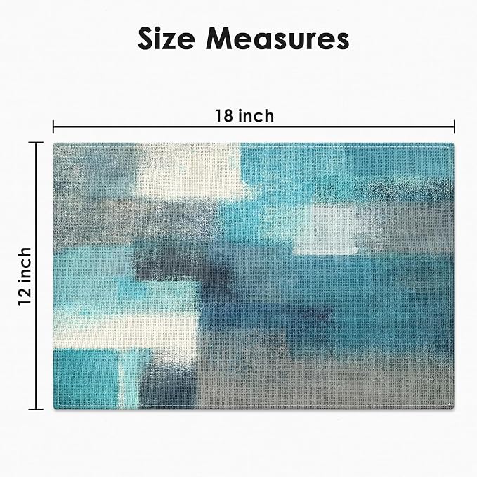 Emvency Farmhouse Placemats Set of 6, 12x18 Inch, Teal Blue Coastal | Farmhouse Modern Art Painting Table Mats for Outdoor Home Party Kitchen Dining Decoration