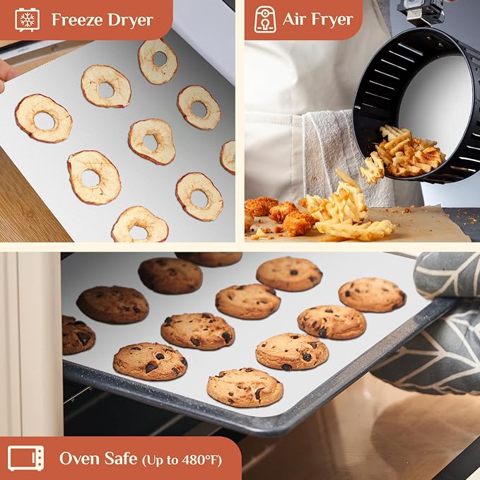 GTJ Silicone Baking Mat Roll, Reusable Baking Sheet Liners, 12 in x 10 ft | Free Cut to Size, Food-Grade, Non-Stick, Non-Slip, For Dough, Pastry, Air Fryer, Freeze Dryer, Oven Pan, Kitchen Counter