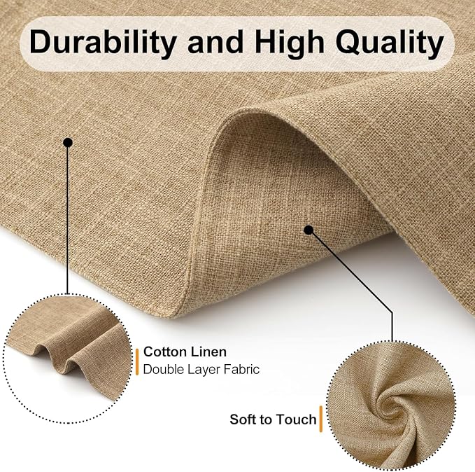 Homaxy Cloths Placemats for Dining Table Set of 8, 13" x 19", Flaxen | Heat Resistant, Washable, Cotton Linen Blend Table Mats, Easy to Clean Place Mats, Indoor Outdoor