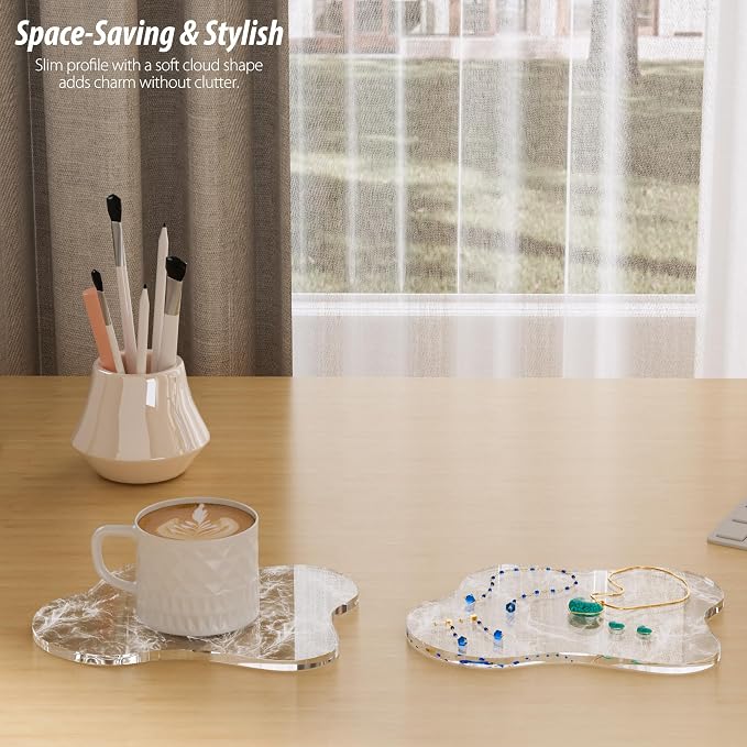 Acrylic Coaster Decorative Plates, Irregular Bar Drink Coaster,Perfect for Tabletop Protection and Accessories Display.（Fog）