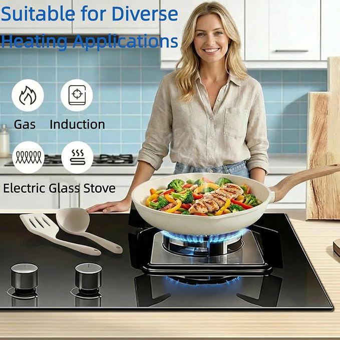 Simple Deluxe 25Pcs Ceramic Cookware Set, Nonstick & Non-Toxic Healthy Pots and Pans, Heat-Resistant Handles, Induction Cookware Sets with Frying Pans, Beige