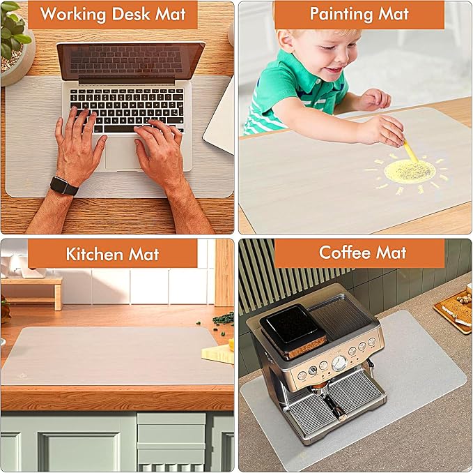36” x 24”Silicone mat, Large Silicone Heat-Resistant mat, Kitchen countertop Non-Slip mat, Craft Table placemat.(Translucent)