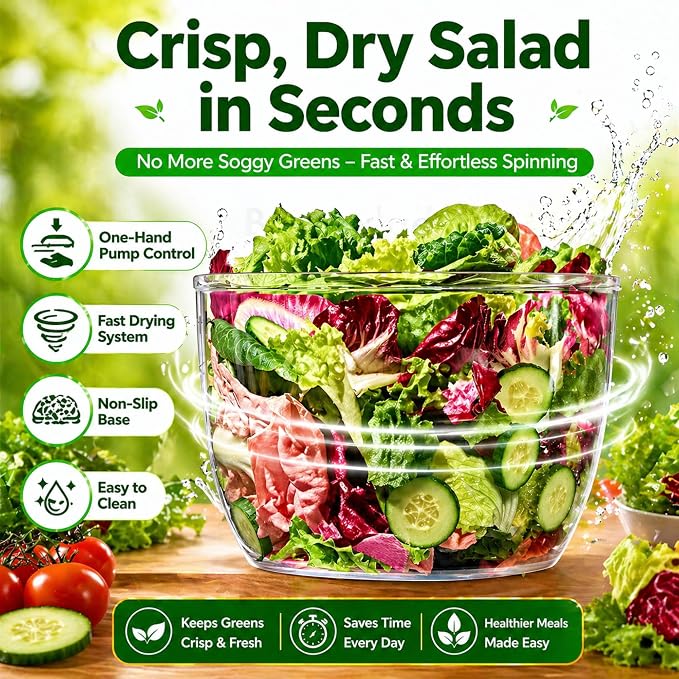 Good Grips Salad Spinner 3.6L – Large Lettuce Spinner & Salad Cleaner with Bowl & Lid, Fruit Washer, Vegetable Cleaner, Strainer Bowl, Fast Drying Multipurpose Kitchen Tool