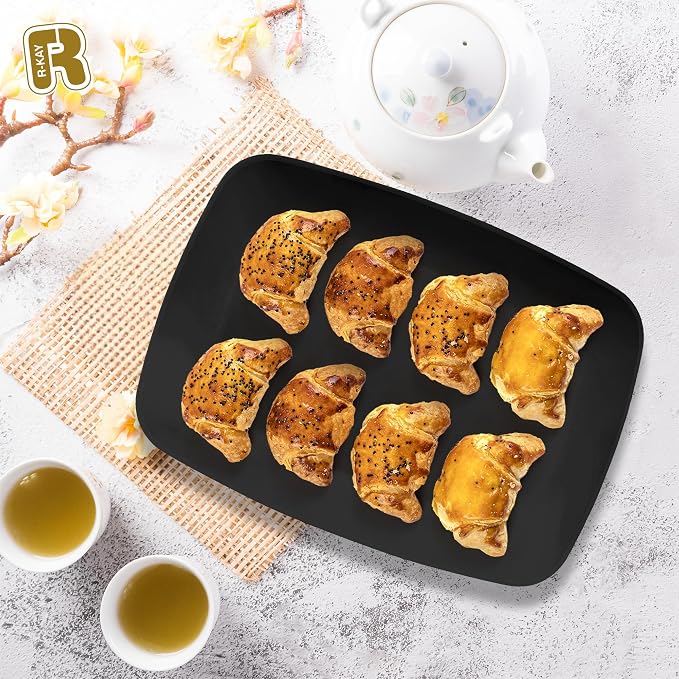 R-kay 6 Pack Plastic Serving Trays - 12.75 x 8.25, Party Platters - Black