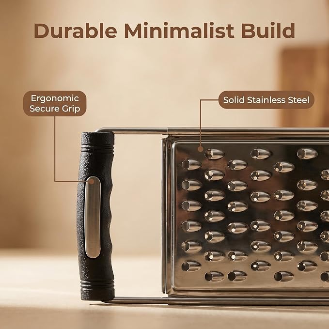 NACOLUS Classic Stainless Steel Cheese Grater with Handle, Coarse Shredder | solid stainless steel,ergonomic grip handle,parmesan vegetables chocolate,extra-wide blade,quick shredding,RV small kitchen