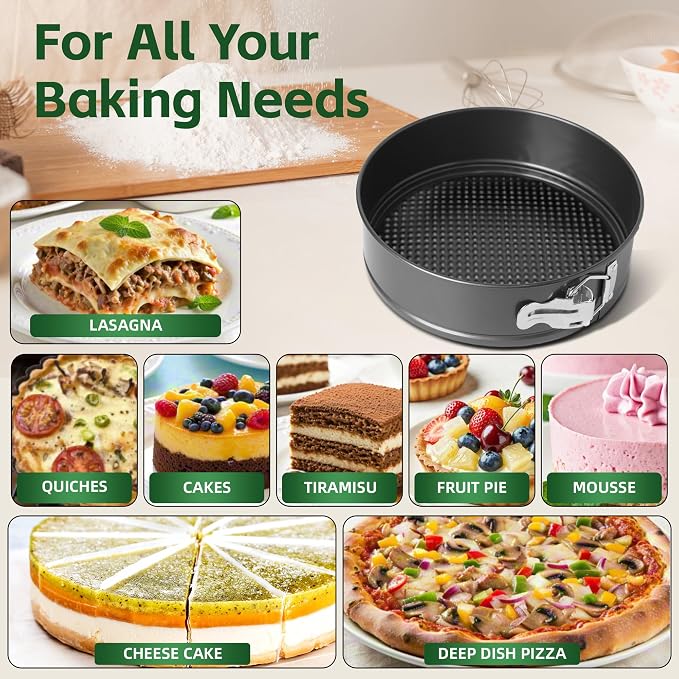 9 Inch Nonstick Springform Pan - Cheesecake Pan with Removable Bottom, Round Baking Mold for Cheesecake, Pie, Desserts & More - Baking Bakeware Accessory, Matte Black