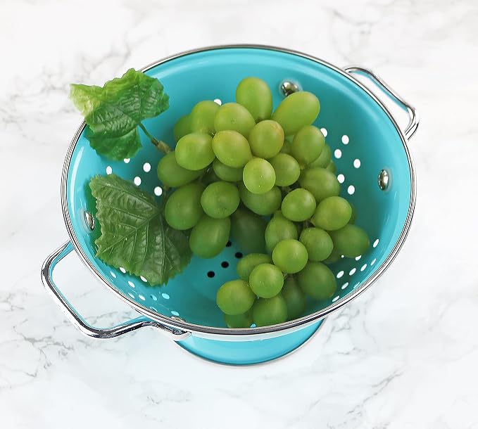Calypso Basics by Reston Lloyd Powder Coated Enameled Colander, 1 Quart, Turquoise