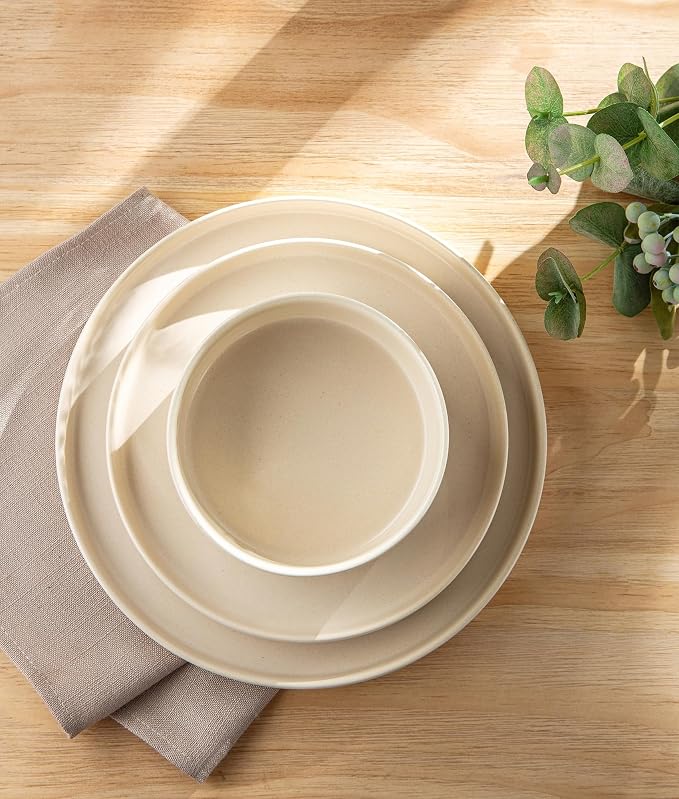 Ceramic Dinnerware Set for 6, 18-Piece Plates and Bowls Set | Lightweight Porcelain Dish Set, Scratch Resistant, Oven & Microwave & Dishwasher Safe, Matte White