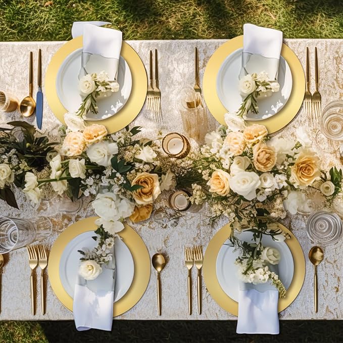 Tioncy 100 Pcs Gold Round Paper Placemats Disposable Table Mats | Elegant Table Mats for Wedding Birthday Banquet, Decorative Paper Design, Festive Dining Decoration, Easy Cleanup Tabletop