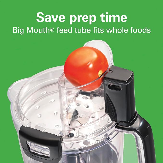Hamilton Beach Stack & Snap 14 Cup Food Processor and Vegetable Chopper | Dishwasher Safe Stainless Steel Blades | 3-Speed 500 Watt Motor | Includes 4-Cup Mini Food Processor Bowl | Black | 70585