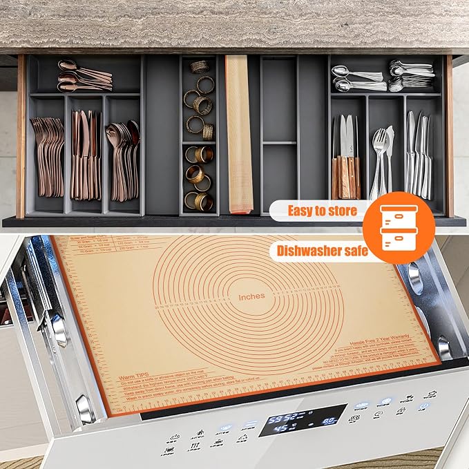 Silicone Pastry Mat 36x24 Inch Nonstick Baking Mat | Great Performance Kitchen Counter Mat, Baking Suitability, Perfect for Doug, Pastry, Pie Crust, Fondant, Bread, Pasta/Pizza