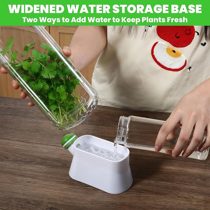 2 Pcs Refrigerator Fresh Green Keeper for Cilantro, Parsley, Asparagus – White Round Pod Container with Silicone Seal, 10.6 x 5.12 x 2.87 Inches, Keeps Greens Fresh Up to 3 Weeks