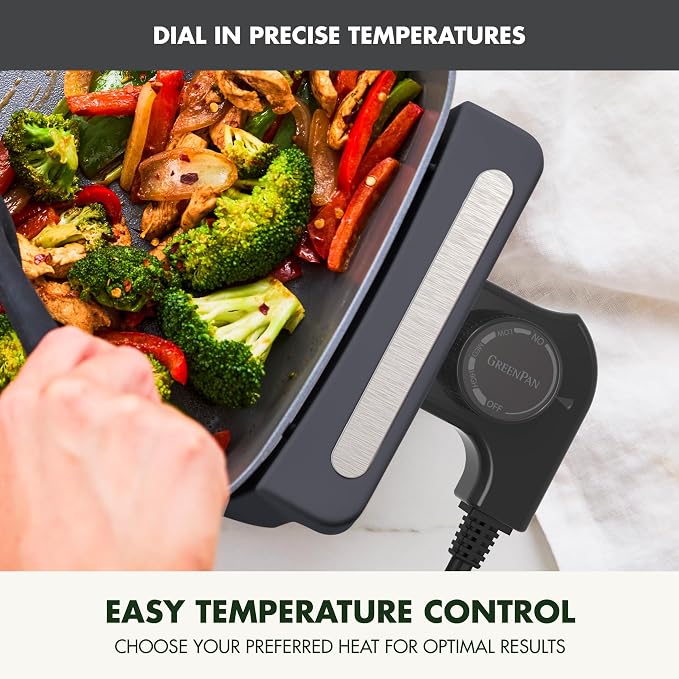 GreenPan Advanced 12” X 15” Electric Skillet with Lid, 7QT Capacity for Family Meals, Healthy Ceramic Nonstick PFAS-Free Coating, Fry, Sauté, Steam, Simmer, Sear, Stir Fry, Dishwasher Safe, Graphite