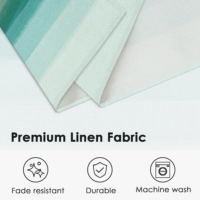 Emvency Farmhouse Placemats Set of 4, 12x18 Inch, Abstract Teal Striped | Modern Green Art Painting Table Mats for Outdoor Home Party Kitchen Dining Decoration