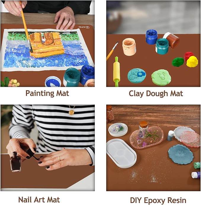 Sapid Large Silicone Sheet for Crafts Silicone Mat for Resin Art Painting | Extra Thick Jewelry Casting Mats, Nonstick Nonslip for Epoxy Resin, Art Painting, Heat-Resistant Counter Mat 20"x27.9", Brown