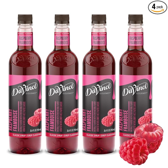 DaVinci Gourmet Classic Raspberry Syrup, Keto-friendly, 25.4 Fluid Ounces (Pack of 4)