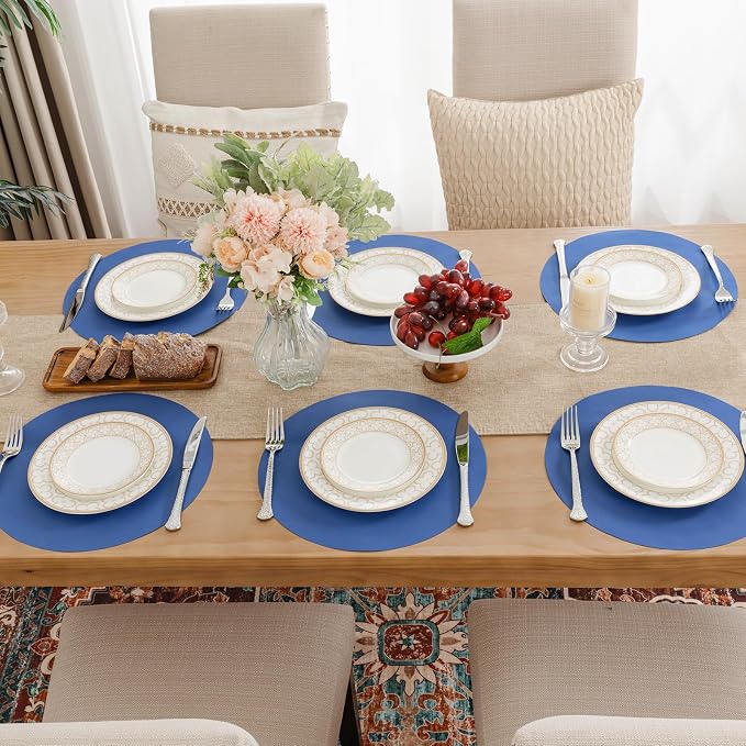 SHACOS 100 pcs Round Paper Placemats Disposable 13 inch Colored Paper Decorative Place Mats for Wedding Birthday Party Bridal Baby Shower Table Decoration, Blue (Pack of 2)