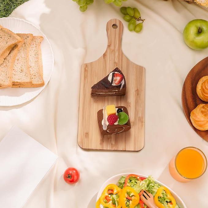 Sparkle Race 12pcs Wood Cutting Boards for Kitchen, 11" Serving Board Set | Bamboo Cutting Board for Fruit Vegetable, Wooden Chopping Board with Handle, Small Charcuterie Boards for House Warming Gifts