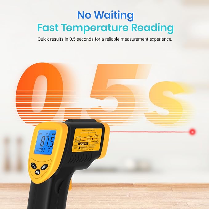 Etekcity Infrared Thermometer Laser Temperature Gun 774 | Cooking, Pizza Oven, Griddle, BBQ, Meat, HVAC, Engine, Adjustable Emissivity, MAX Display, Surface Measurement