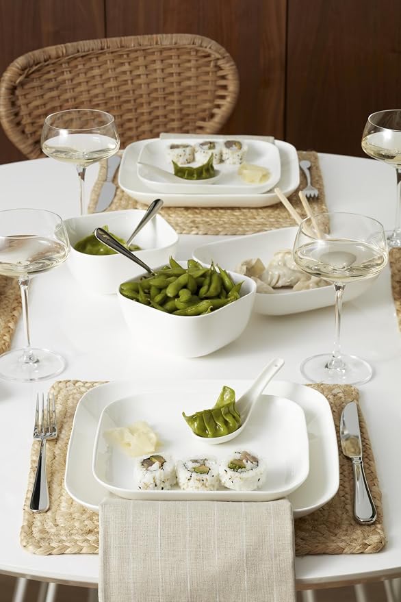 Lenox Studio 1414 Square Bone China 16-Piece Dinnerware Set for 4 | dishwasher safe | plates and bowls sets for kitchen and dining | 10.19 inch plate, dish set, dishes, chip resistant
