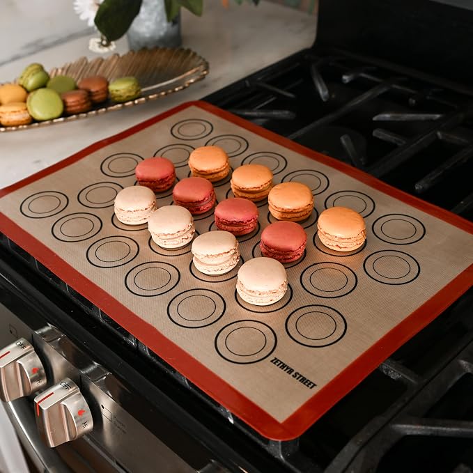 Macaron Baking Mat Silicone Non Stick, Full Sheet Reusable Pack of 10 Red | Non-Stick Macaron Mat for Perfect Baking, Dishwasher & Oven Safe, For Macarons, Cookies, Bread and More, 16x24” (40x60cm)