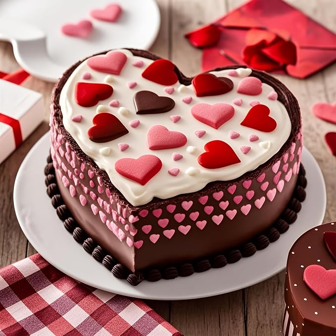 Tiawudi Heart Shaped Cake Pans, Large Heart Cake Pan, Nonstick Baking Molds, 9.5 Inch Cake Tins for Wedding, Birthday, Party & Family, Set of 2