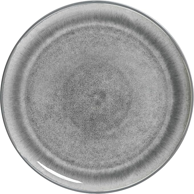 Sango Asher 12-Piece Stoneware Dinnerware Set for 4, Grey Ceramic Plates and Bowls Sets, Modern Dish Set with Reactive Glaze, Durable Kitchen Dishes for Casual Dining, Microwave & Dishwasher Safe
