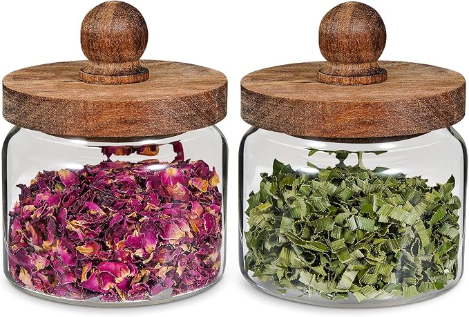 Glass Spice Jar Coffee Sugar Container Airtight Glass Jar Food Storage Canisters Bottle for Kitchen Seasoning Tea Herb Overnight Oats Bar Parfait Snacks (2 * 350ml(11.84oz))