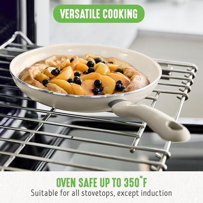 GreenLife 16 Piece Ceramic Nonstick Pots & Pans Cookware Set, Taupe | PFAS-Free Nonstick Coating, Stockpot, Frying Pans, Saucepans, Sauté Pan, Stay-Cool Handles, Dishwasher & Oven Safe up to 350F