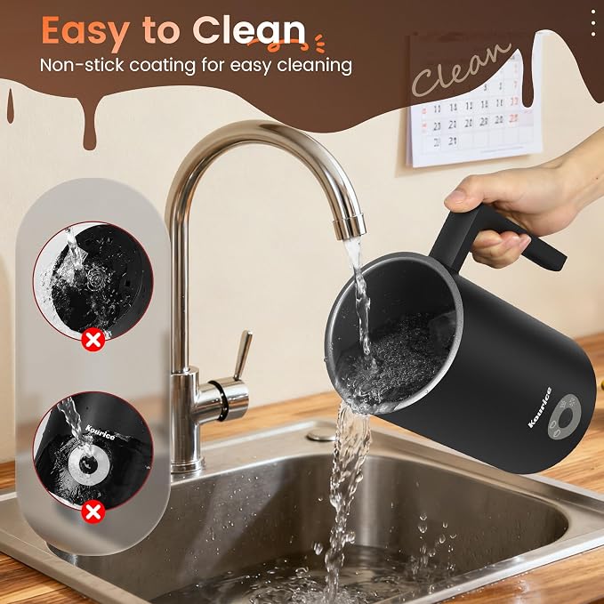 4-in-1 Electric Milk Frother & Steamer – Automatic Frother Machine, Barista-Style Hot & Cold Foam for Lattes, Cappuccinos, Iced Coffee, Quiet, One-Touch, Easy to Clean