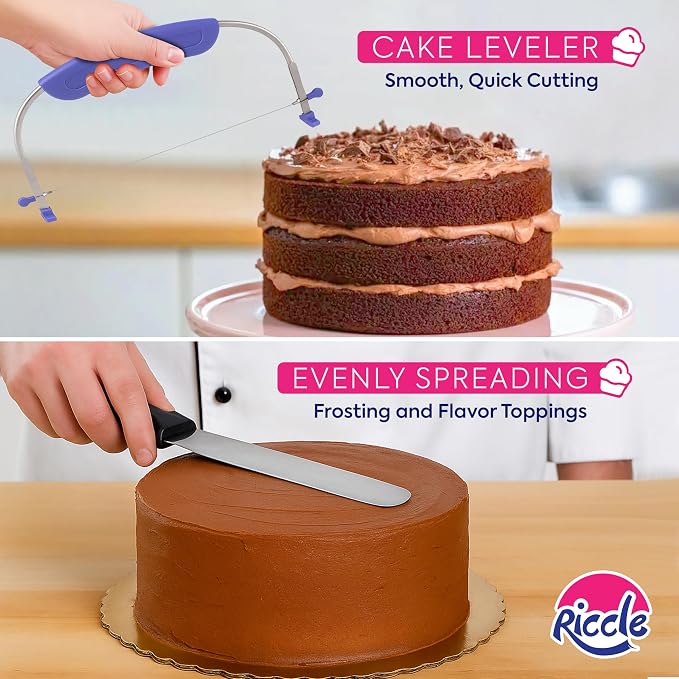 148PCs Cake Pan Set for Baking, 3 Non-Stick Springform Pan Set (4, 7, 9 Inches), Cake Decorating Kit, Piping Bags and Tips Set, Cake Leveler, Multi-functional Leak-Proof CheeseCake Pan (148)