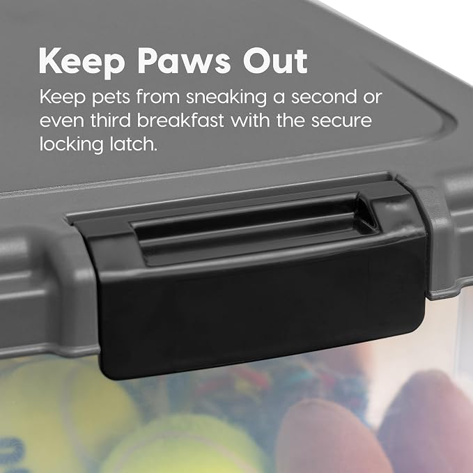 IRIS USA Dog Food Storage Container, Up to 30+11 lbs, Dark Gray | Made in the USA, Includes 2-Cup Scoop & Wheels, Airtight Seal, BPA-Free, Bird Seed, Cat food, Cat Litter, Treats, Toys