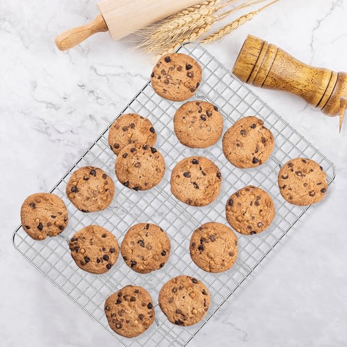 E-far Baking Sheet with Wire Rack Set, 16" x 12" (1 Pan +1 Cooling Rack) | Stainless Steel Sheet Pan with Cooling Rack for Oven, Large Metal Bacon Tray for Cooking Roasting, Non-Toxic, Dishwasher Safe