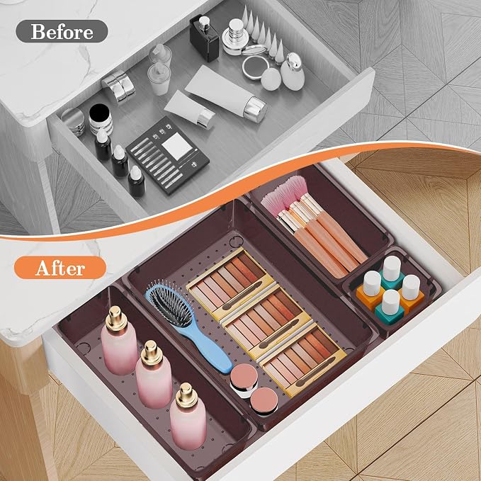 SpaceHacks 25 PCS Plastic Drawer Organizer, 4-Size Versatile Organizer Trays & storage Bins