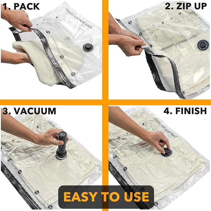 SpaceAid Travel Vacuum Bags for Luggage with Electric Pump, 21 Pack Vacuum Seal Bags for Clothing Travel, Space Saver Compression Bag for Backpack and Suitcase
