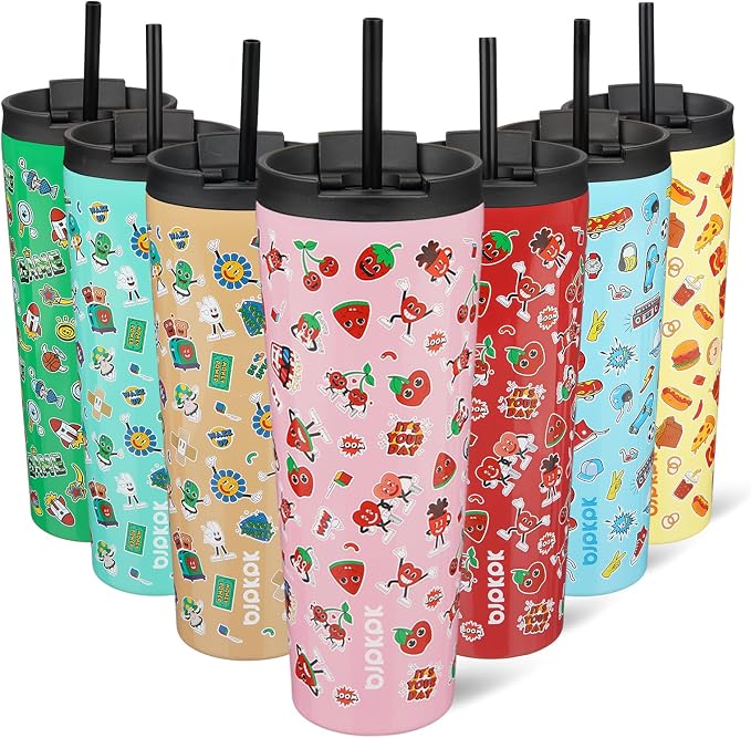BJPKPK 26 oz Coffee Tumbler with Straw, Insulated Stainless Steel Cup | Double Wall Vacuum, Leak Proof Lid, Keeps Hot/Cold/Iced, BPA Free, Travel & Outdoor, Passionate-Pink