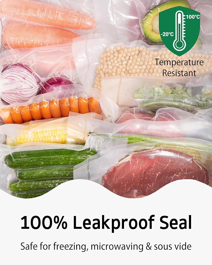 Syntus 100 PCS Vacuum Sealer Bags, Pint Size 6" x 10" Precut Seal Bags | BPA Free, Single-Side Textured, Microwave Sous Vide Cooking, Prevent Freezer Burn, 4mil Thick, Works with Most Vacuum Sealers