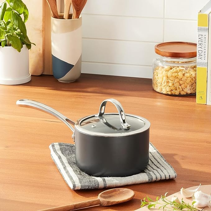 Cooks Standard Classic 2 Quart Hard Anodized Nonstick Saucepan with Glass Lid