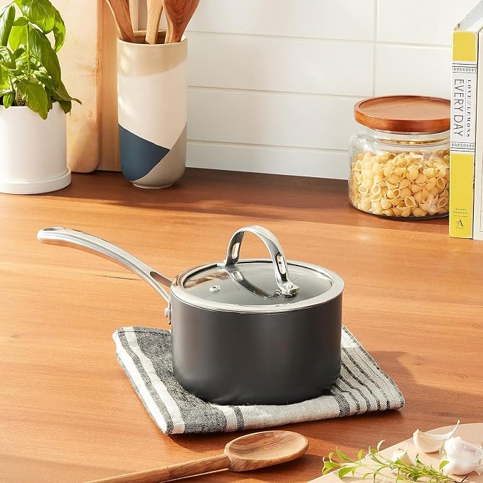 Cooks Standard Classic 1-Quart Hard Anodized Nonstick Saucepan with Glass Lid