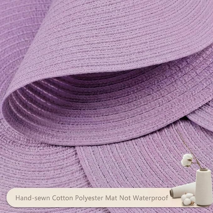 FunWheat Round Braided Placemats Set of 8 Place mats for Dining Tables Woven Heat Resistant Table Mats 15 inch (Light Purple,8pcs)