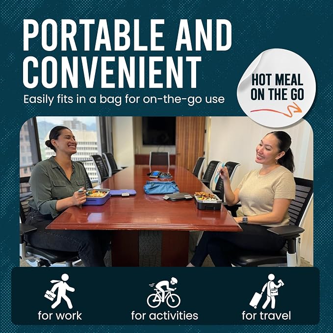– Self Heated Lunch Box and Food Warmer – Battery Powered, Portable, Cordless, Hot Meals for Office, Travel, Jobsite, Picnics, Outdoor Recreation, Kitchen Meal Prep, Very Perri