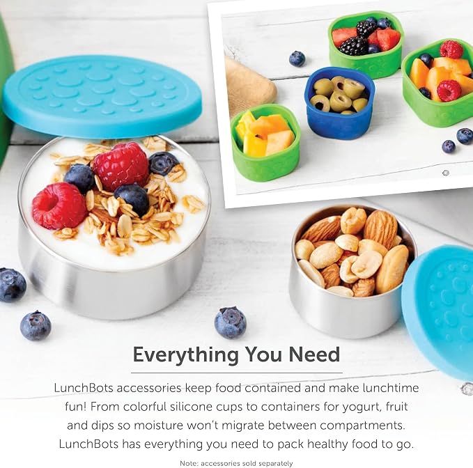 LunchBots Small Stainless Steel Kids Bento Box 4-Section 16oz
