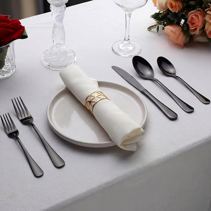 LIANYU 20 Piece Black Silverware Set, Stainless Steel Flatware Cutlery Set | Service for 4, Mirror Finish, Dishwasher Safe
