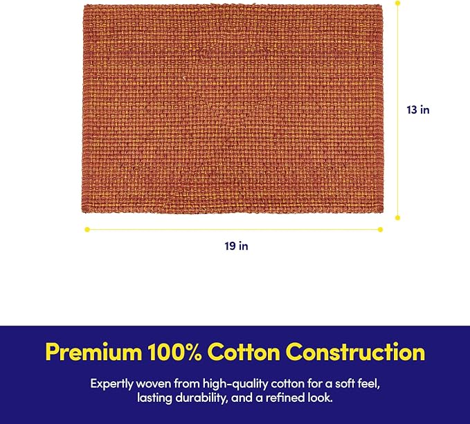 Sweet Home Collection 100% Cotton Placemats for Dining Room Rectangle Two Tone Woven Fabric 13" x 19" Soft Durable Table Mat Set, Set of 6, Rust