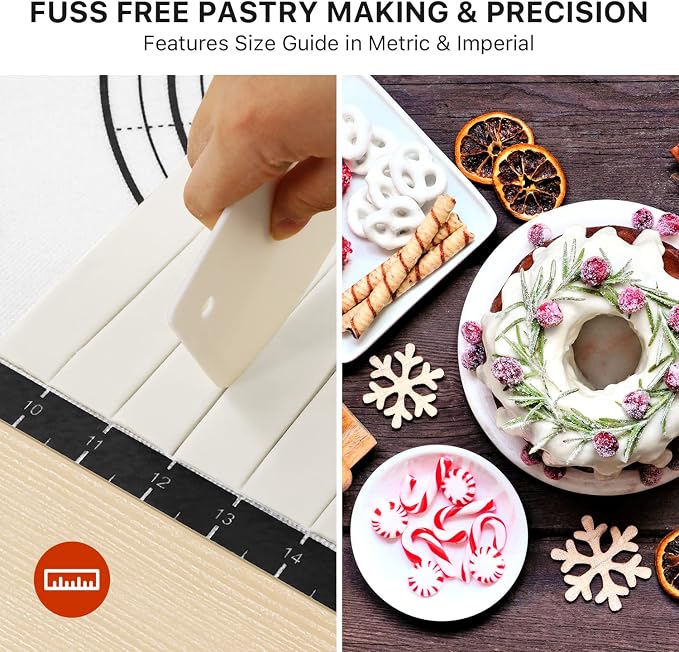 DANIA & DEAN 36"x24" Large Durable Silicone Baking Mat for Pastry and Bread | Non-Slip & Non-Stick Mat with Measurements, for Pizza, Pie Crust, Dough Rolling, Pasta & Sourdough, Reusable Counter Sheet